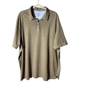 Tommy Bahama Mens Island Modern Fit Polo Shirt XXL Pima Beachy Neutral Preppy